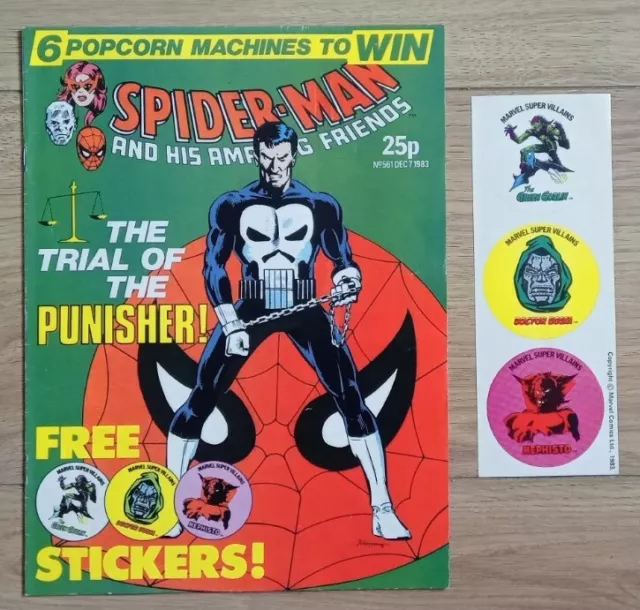 SPIDER MAN WEEKLY #561 WITH FREE GIFT STICKERS 7th DECEMBER 1983 UK MARVEL COMIC