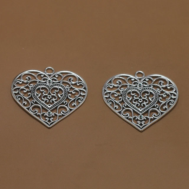 10 pièces alliage motif creux coeur pendentif breloques bricolage fabrication