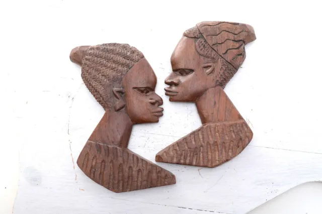 Par de máscaras talladas de madera africanas para colgar pared wooden wall mask