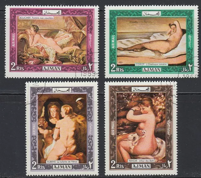 Ajman 1969 used Mi.435/38 A Aktgemälde Nude Paintings Nackt Kunst Art Rubens