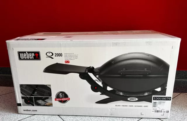 Weber Q 2000 Gasgrill, schwarz, mit ausklappbaren Seitentischen NEU! OVP ! NEU !