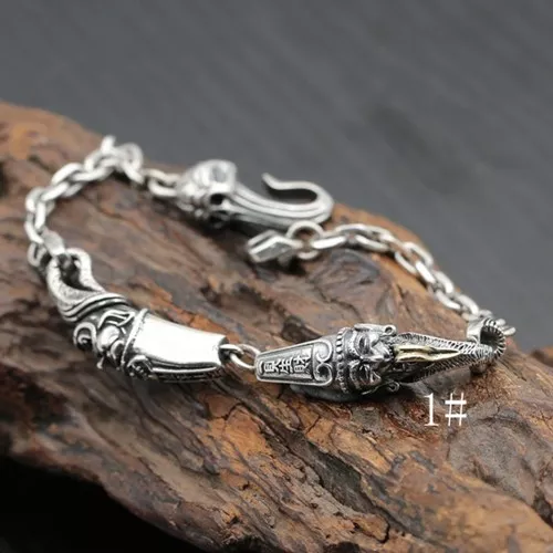 Real Solid 925 Sterling Silver Bracelet Skull Link Chain Punk Jewelry 7.1" 7.9"