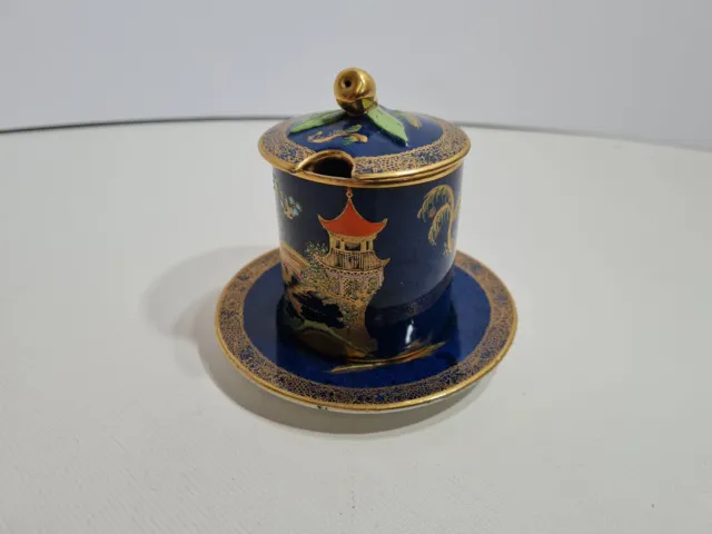 Early Rare Carlton Ware W & R Preserve Pot With Saucer, Pattern 2364 Blue Mikado 3