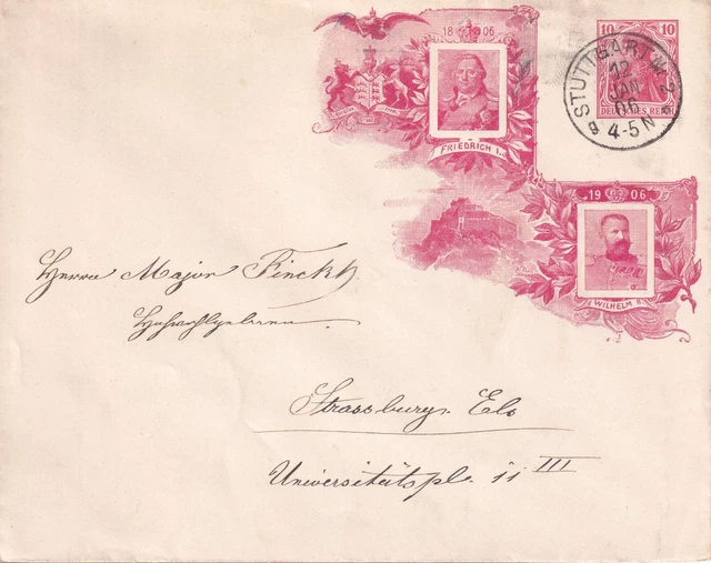 Deutsches Reich, Privatpostkarte aus 1906 mit 10 Pfennig, gelaufen