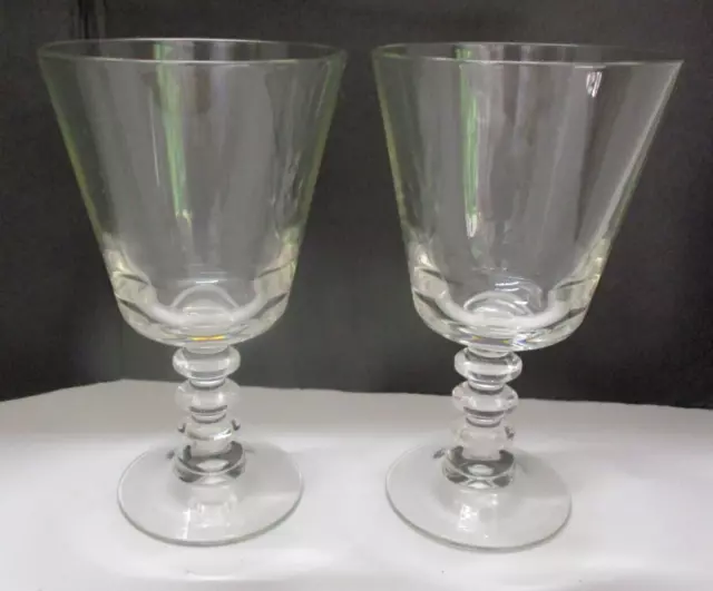 2 Footed Clear Glass Wine Goblets Glasses