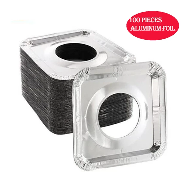 100 PACK ALUMINUM Foil Square Gas Stove Burner liners Disposable Heavy
