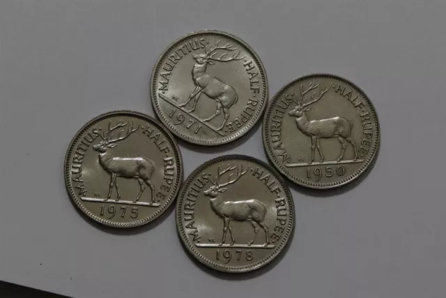 🧭 🇲🇺 Mauritius 1/2 Rupee Lot Mostly High Grade B63 #13 Hhh4