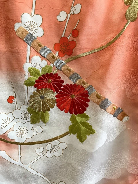 Vintage Japanese Silk kimono - Furisode Kimono robe with beautiful embroidery 3