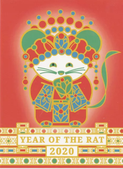 Christmas Island 2020 Year of the Rat Mint unhinged Postcard.