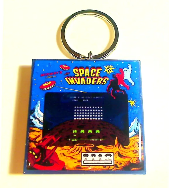 Space Invaders  Arcade Coin Door accessory Keychain