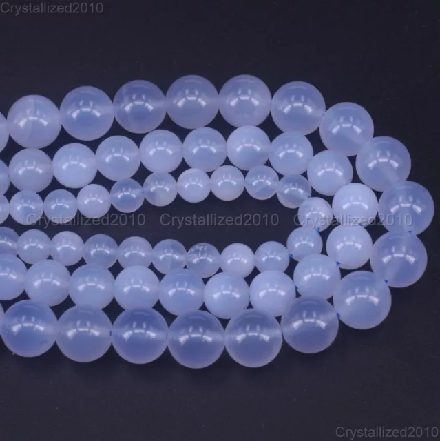Grade AAA Natural Gemstone Blue Chalcedony Round Beads 6mm 8mm 10mm 12mm 16"