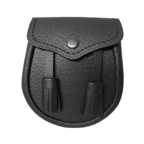 Boys' Grained Leather Sporran With Two Tassels - Free Sporran Belt
