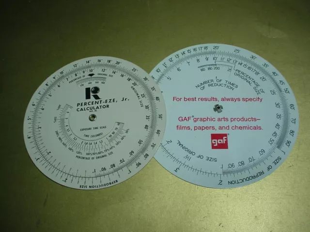 2 Vintage Robertson Percent- Eze, Jr. Focusing Calculator Photographic Equipment