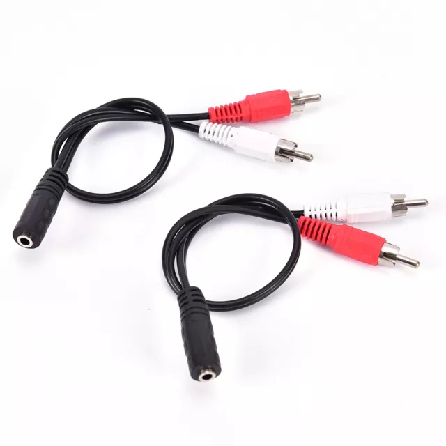 2-RCA Cable Male Plug to 3.5mm Female Aux Audio Headphone Jack Converter`Adap YT