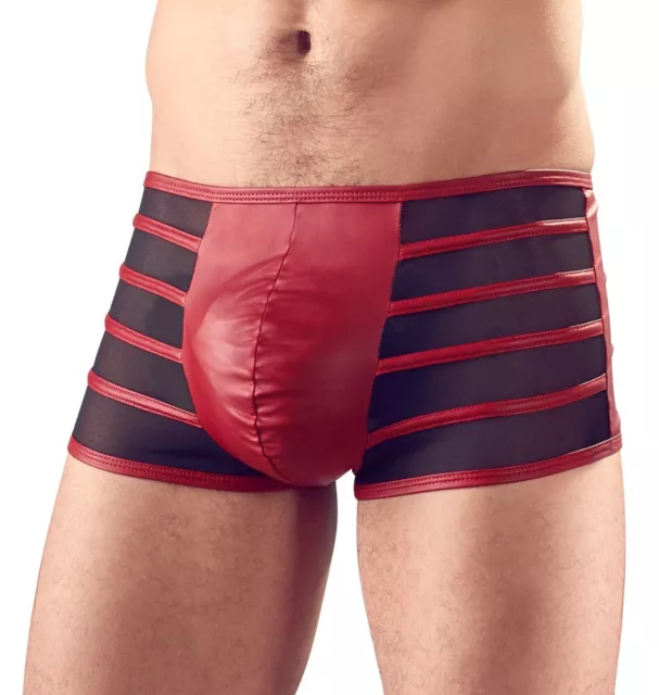 Boxer Intimo Uomo colore Rosso Bordeaux con Inserti neri Trasparenti Aderente