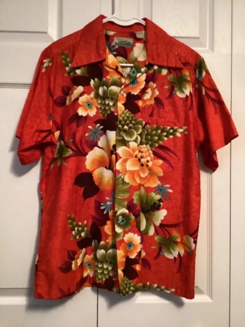 Vintage 50/60’s  Penny’s Hawaiian shirt, Red Floral  Men’s Medium