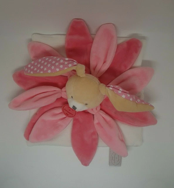 Doudou & et Compagnie plat Collector Lapin beige pétale rose étoile blanc NEUF 3
