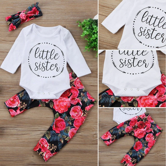 Pantaloni fiori Sister Neonate Bambine Cotone Romper Leggings Abiti