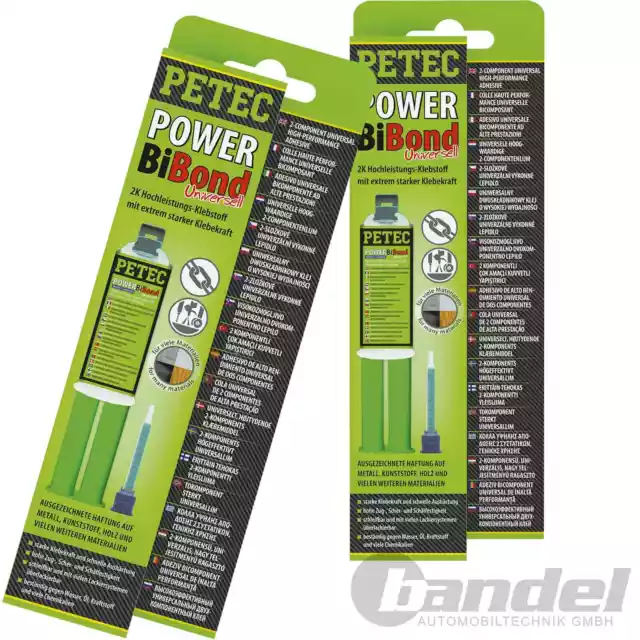 2x24 ML PETEC POWER BIBOND 2 ADESIVI COMPOSTI AD ALTE PRESTAZIONI RIPARAZIONE