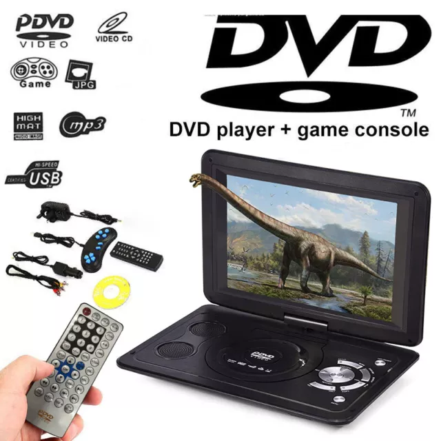 13.9" Protable DVD Player CD Player Card Reader 270° Swivel 16:9 LCD Widescreen