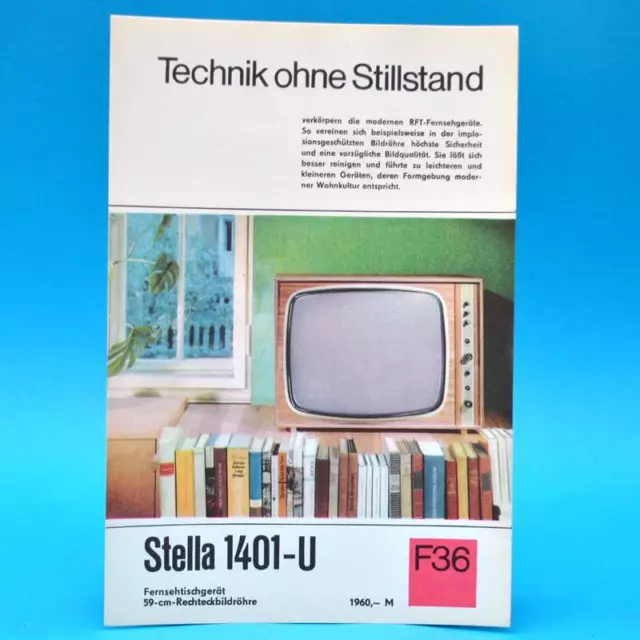 Fernsehtischgerät Stella 1401-U DDR 1969 59-Bildr. Prospekt Werbung DEWAG F36 F