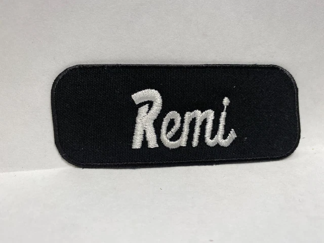 Remi Usado Bordado De Colección Costura En Nombre Etiquetas De Parche Blanco Sobre Negro