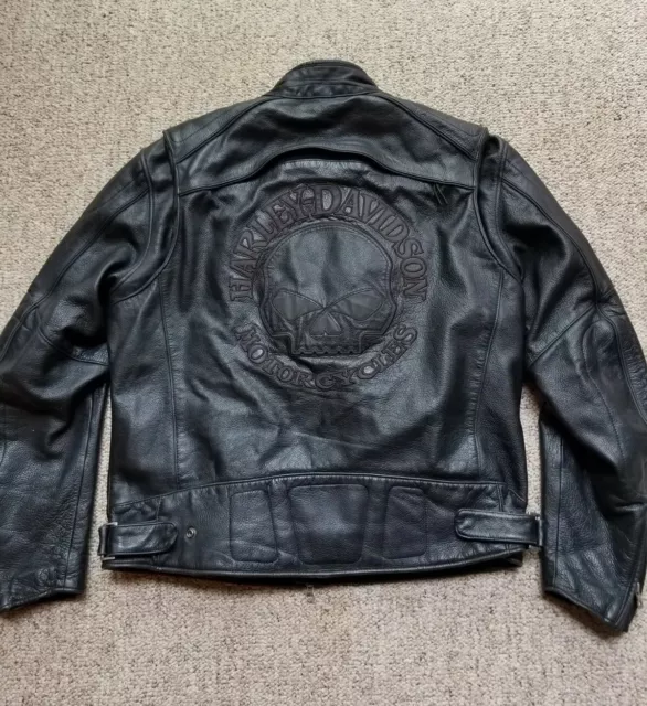 HARLEY DAVIDSON WILLIE G Skull Leather Reflective Logo Jacket With ...