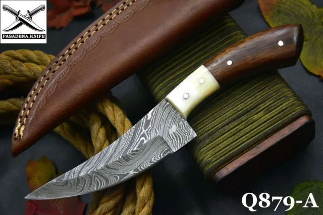 Custom 8.5"OAL Hand Forged Damascus Steel Hunting Knife Handmade (Q879-A)