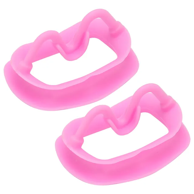 Pink 2pcs Silicone Cheek Retractor Reusable Portable Dental Mouth Opener HPT