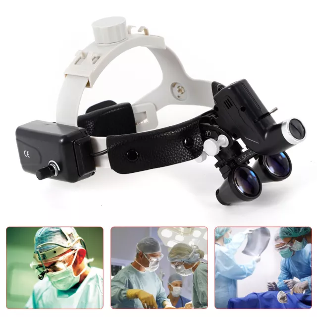 Surgical Medical Dental Headband Loupe Binocular Magnifier w/ LED Headlight