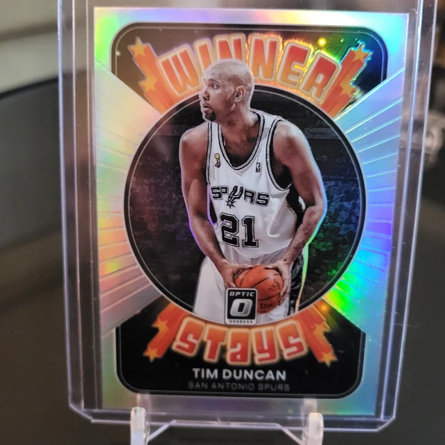 2021-22 Panini Donruss Optic Tim Duncan Winner Stays Silver Holo Prizm #19 Spurs