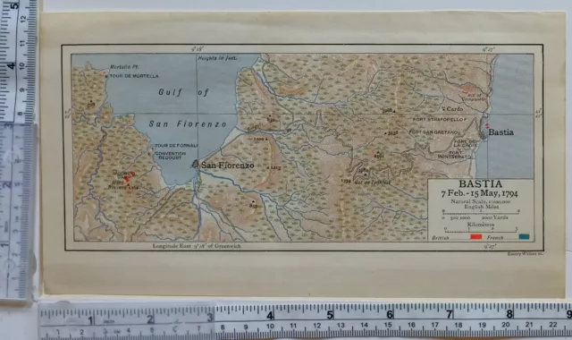 Map/Battle Plan Bastia 1794 British French Troops Moore Camp San Fiorenzo