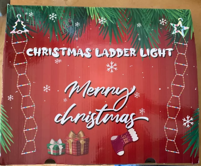 Luz de escalera de Navidad eléctrica de entrada/salida de 10' con Santa, temporizador, 8 modos de iluminación