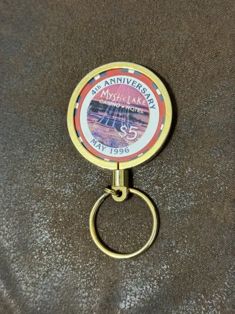1996 $5 Mystic Lake Casino Hotel Grand Opening Automobile Keychain Collectible