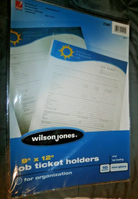 Wilson Jones Top-Loading Job Ticket Holder, Nonglare Finish, 9 X 12, Clear/Frost