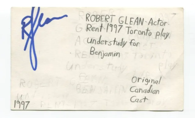 Robert Glean Signed 3x5 Index Card Autographed Actor 1997 Rent