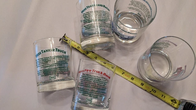 Hess Toy Truck Glasses 1984 , 1986 , 1992 Collector Series (5) Drinking Glasses