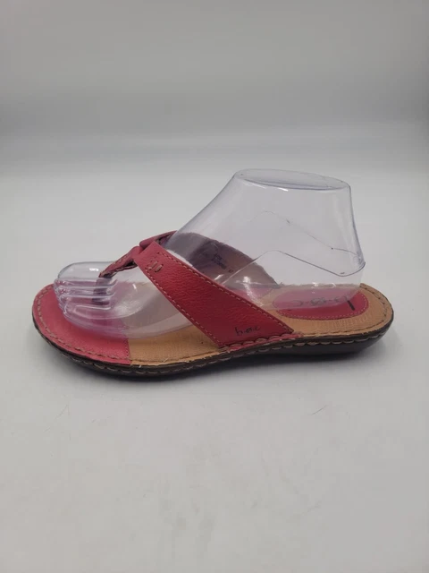 BOC Born Concept Women's Sz 8M Thong Flip Flop Slip-on Leather Red Sandals