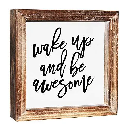 and Be Awesome Inspirational Wooden Box Sign for Home Wake Up