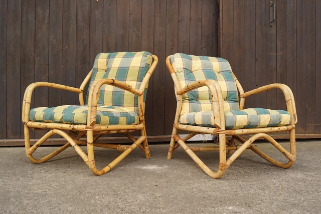 GARTEN SESSEL 60ER Outdoor Bambus Easy Chair Gartensessel Vintage Retro