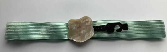 VTG CHARMANT BELT Mint Stretch W/Mint Abalone Shell Buckle  display picture 3