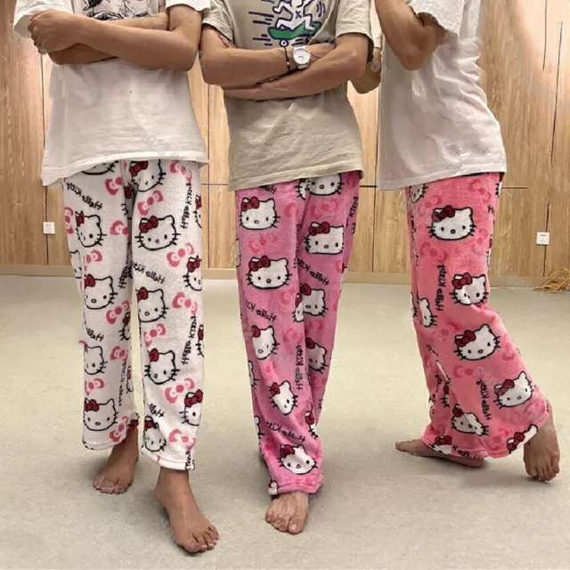 Hello Kitty Pyjama Hose Schlafanzug Anime Kawaii Hausanzug Home Hose warm DE ~