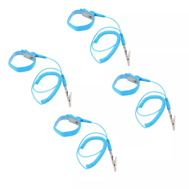 4 Pcs Anti-static Wrist Strap Nylon Silk Blue Bracelet Band ESD Straps