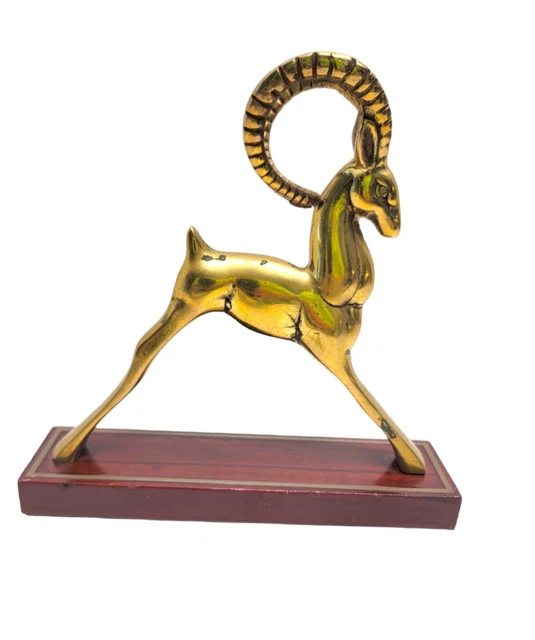 Statues Laiton Cerf Et Biche - Paire Décorative Asiatique, Fait Main, Inde