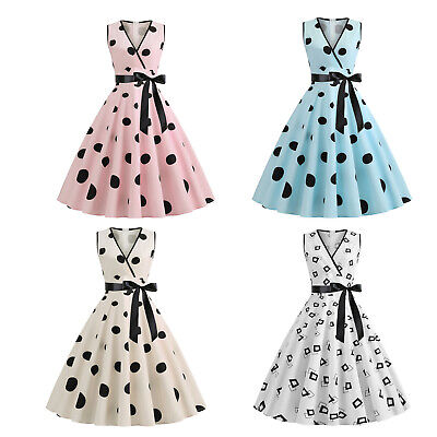 Womens Vintage Rockabilly 50s 60s Cocktail Party Evening Midi Cocktail Dress