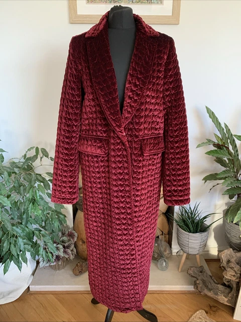 Burgundy Long Jackets Zara Zara Women Burgundy Red Boucle Tweed