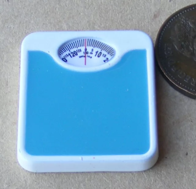 Non Working Resin Bathroom Blue Weighing Scales Tumdee 1:12 Scale Dolls House