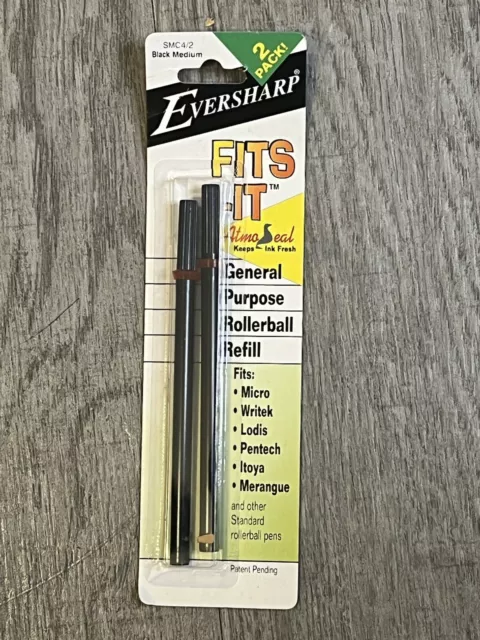 New 2 Eversharp Rollerball Pen Refill Fits It Mont Blanc/Lasalle Black Medium