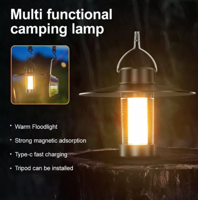 LED Light Lamp Lantern Camping Hiking Outdoor USB Rechargeable Power Lights Tool