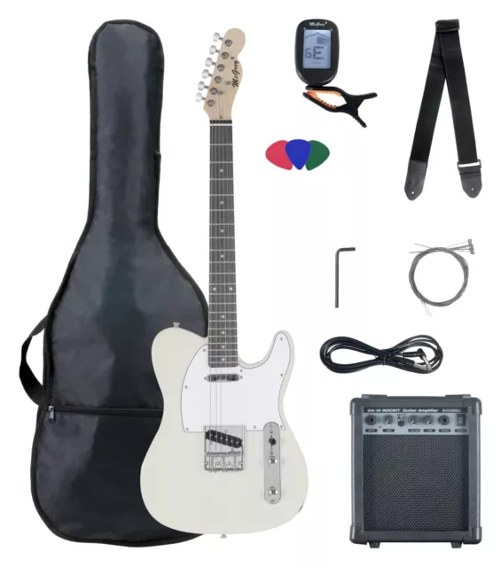 Top Einsteiger E-Gitarre Set Antique White mit Verstärker, Tuner, Gigbag & Gurt